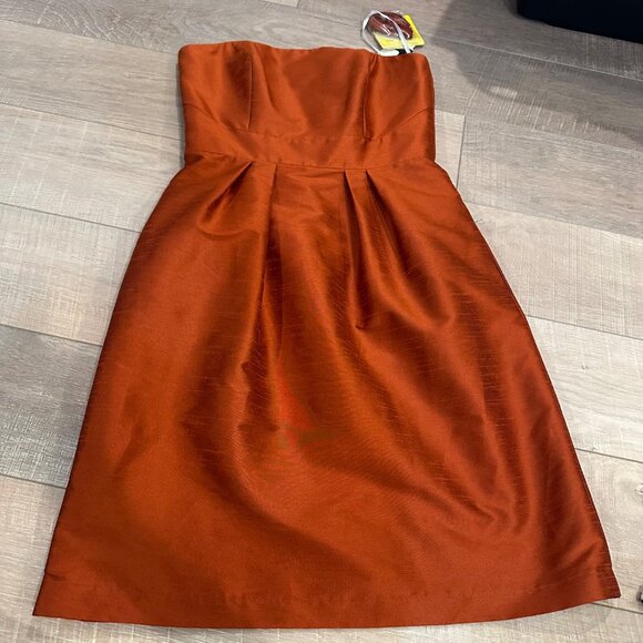 ALFRED SUNG BURNT ORANGE SIZE 10 STRAPLESS DRESS NEW - Picture 1 of 11